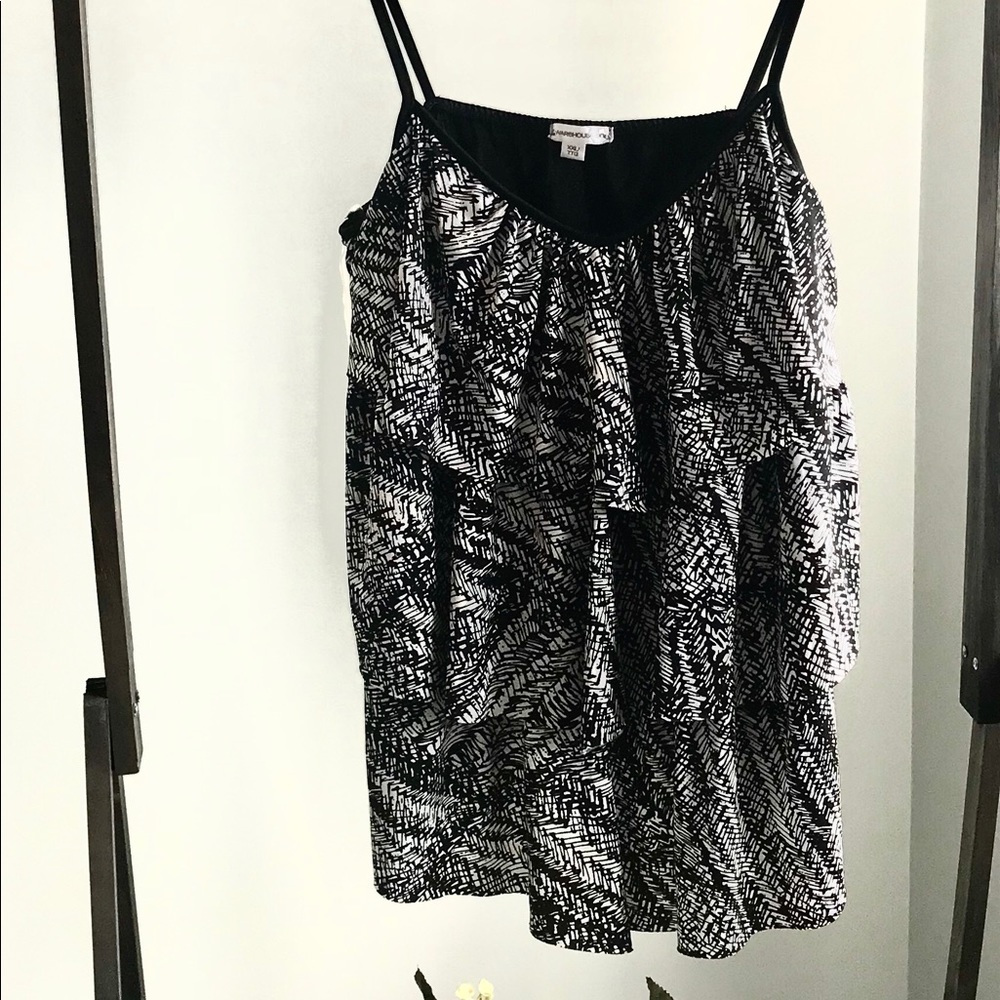 BLACK & WHITE FRILL CAMI TOP SZ XXXL